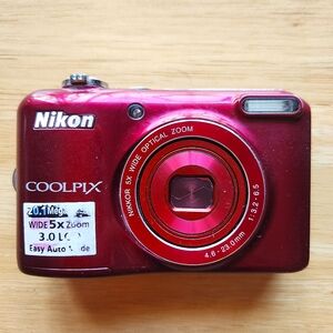 Nikon NON-FUNCTIONAL Red COOLPIX L28 20.1 MP Digital Camera 5x Zoom Lens